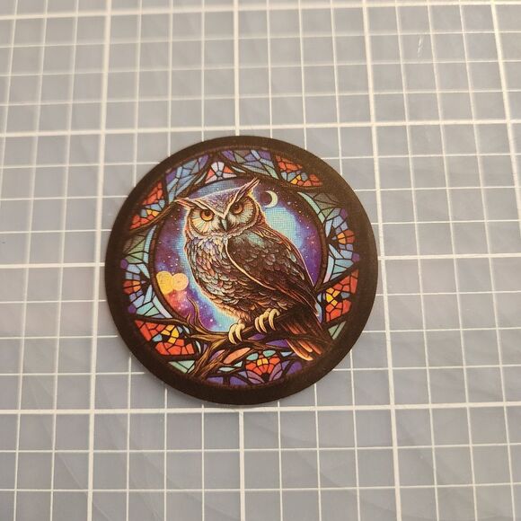 10 for $10 Sticker Owl Stained Glass Gothic Witchy Beautiful Details - Picture 1 of 3